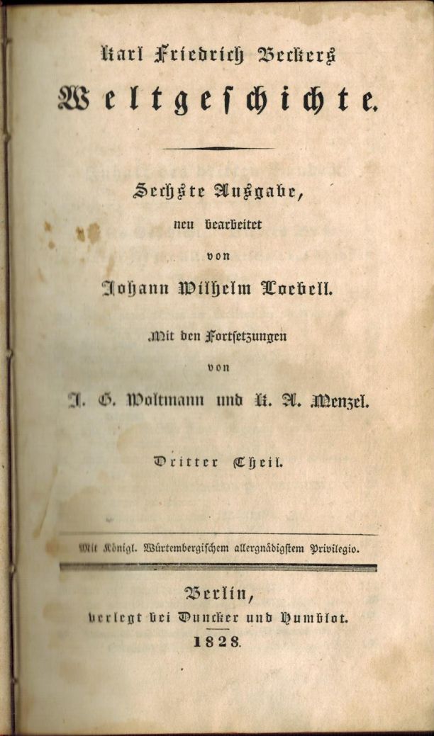 „Hermann der Cherusker“ in der Weltgeschichte von Karl Friedrich Becker (1828)