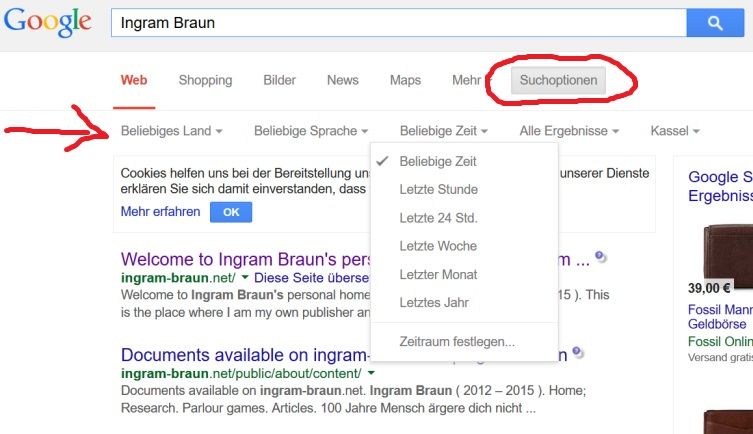 Verfeinerung von Suchen mit Google