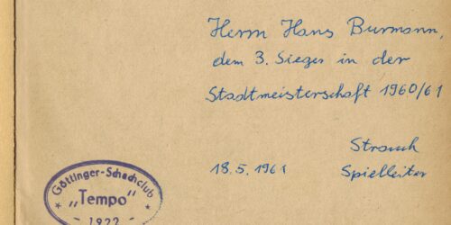 Ein Autograph des Spielleiters Strauch von Tempo Göttingen 1961 1